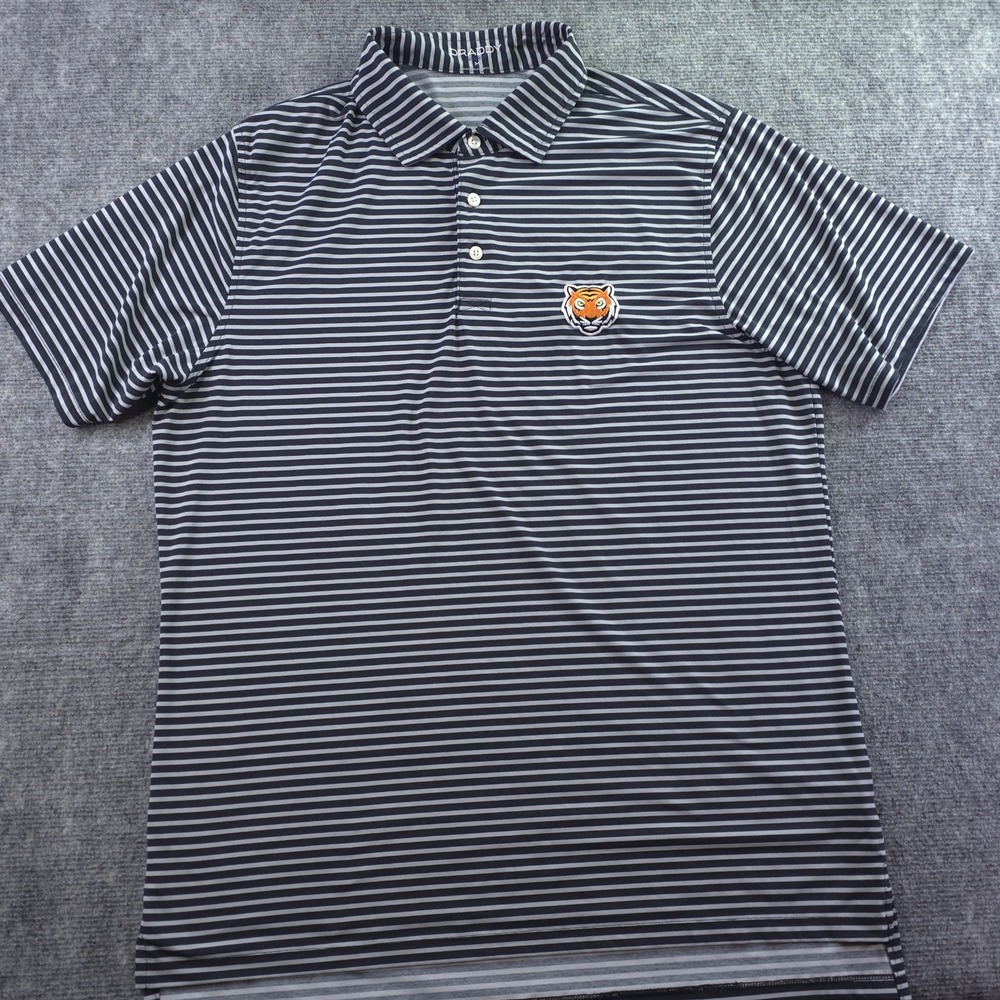 B Draddy Sport Tigers / Bengals Polo Medium Blue‎ / Black Striped Performance